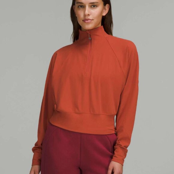 lululemon athletica Tops - Lululemon Ready to Rulu Half-Zip Pullover Red Rock